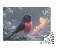 Robin Perched sur Branch Jeux De Puzzles pour Adultes, 1000 Pièces Faune Sauvage, Jeux Éducatifs Et Décorations Domiciliaires 70x50cm/1000pcs