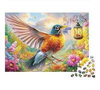 Robin Volant près d'une Lanterne Lumineuse Puzzle De 1000 Pièces Colorful Birds Élément Essentiel pour Les Soirées De Jeux en Famille, Adultes Et Enfants 70x50cm/1000pcs