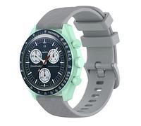 RobinEllis Tiggo 20 mm Bracelet de Montre pour Omega Swatch Band,Bracelets de Montre,Silicone Bande Remplacement avec fermoir Réglable Sangle pour Omega Swatch Watch Accessories (gris clair)