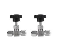 Robinet à Aiguille en Acier Inoxydable Lot de 2 vannes à pointeau réglables, diamètre extérieur 8 mm, tube en acier inoxydable, haute pression, droites, d'arrêt angle droit for grue