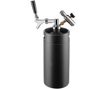 Robinet à bière, Équipement de brassage à domicile 3,6/4/5/8 L Mini Growler Régulateur robinet réglable en acier inoxydable Distributeur bière pression Outils(Black,170 Oz (5 L))