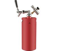 Robinet à bière, Équipement de brassage à domicile 3,6/4/5/8 L Mini Growler Régulateur robinet réglable en acier inoxydable Distributeur bière pression Outils(Red,270 Oz (8 L))