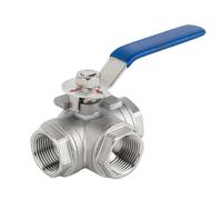 Robinet à bille à 3 voies en acier inoxydable 304, filetage femelle à port complet, raccord hydraulique manuel 304T-type DN50