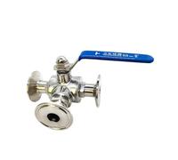 Robinet à bille à trois voies en acier inoxydable 304, 19mm, 25mm, 32mm, 38mm, à chargement rapide, Type pince(32mm,T Type)