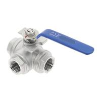 Robinet à bille à trois voies en acier inoxydable 304, résistant aux hautes pressions et aux températures, for la plomberie, le CNC et le jardin, 1 pièce(Dn15 L Type)