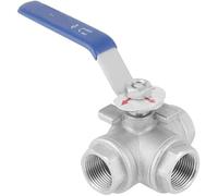 Robinet à bille à trois voies en acier inoxydable 304, Type T et Type L durables for la maison et le jardin, filetage femelle 1/4 à 1 pouce BSP(Dn8 L type)