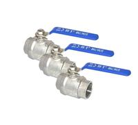Robinet à bille en acier inoxydable 304, 3 pièces, arrêt droit femelle, Ports complets(1/2")