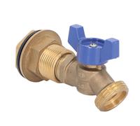 Robinet à bille en laiton quart de tour pour réservoir d'eau robinet de baril de pluie avec raccord de tête de cloison 1/2in femelle 3/4in filetage mâle