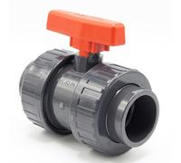 Robinet à bille en PVC I 50mm I 1 1/2 pouce I pour manchons à coller et raccords I Robinet d'arrêt 2 voies I Raccord de tuyau en PVC 50mm I Vanne à bille pour la construction de piscines I bm116