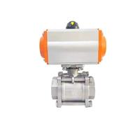 Robinet à bille pneumatique à plate-forme haute, 3 pièces, DN15 DN20 DN25 DN32 DN40 DN50, cylindre en acier inoxydable Q611F-16P à double effet, 1 pièces(3/8")