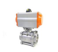Robinet à bille pneumatique plate-forme haute, 3 pièces, 1/2 ", en acier inoxydable, cylindre Double effet Q614F-16P