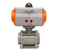 Robinet à bille pneumatique trois pièces DN8 DN10 DN15 DN20 DN25 DN32 DN40 DN50 avec plate-forme haute, cylindre Double effet 304(DN20)