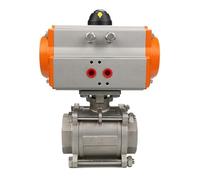 Robinet à bille pneumatique trois pièces DN8 DN10 DN15 DN20 DN25 DN32 DN40 DN50 avec plate-forme haute, cylindre à Double effet 304(DN50)