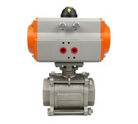 Robinet à bille pneumatique trois pièces DN8 DN10 DN15 DN20 DN25 DN32 DN40 DN50 avec plate-forme haute, cylindre à Double effet 304(DN20)