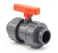 Robinet à bille PVC I 32 mm I 1 pouce I pour manchons à coller et raccords I robinet d’arrêt 2 voies I raccord de tuyau PVC 32 mm I vanne à bille pour construction de piscine et d’étang I bm148
