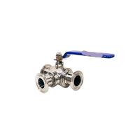 Robinet à bille sanitaire trois voies en acier inoxydable, installation rapide, pince, qualité alimentaire, 19mm 25mm 32mm 51mm 63mm(19)