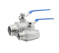 Robinet À Boisseau Sphérique 2 Broches En Acier Inoxydable 304, Filetage Femelle Et Mâle 1/2", 3/4", 1" Et 2" BSP, Adaptateur De Poignée For Robinet D'eau, Gaz Et Huile(3/8")