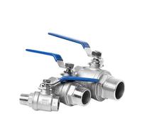 Robinet à boisseau sphérique 2P femelle à passage intégral, 1/8", 1/4", 3/8", 1/2", 3/4", 1", BSPT, en acier inoxydable 304, for eau, gaz, huile(3/8",F-F)