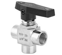 Robinet à boisseau sphérique 3 voies BSPP 3/8 en acier inoxydable 304 avec poignée pour contrôle de tuyauterie air gaz eau valve industrielle robuste et fiable