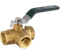 Robinet à boisseau sphérique 3 voies, Connecteur t Robinet à bille en laiton 1/4", 3/8", 1/2", 3/4", connecteur fileté de type L, vanne fixe à 3 voies avec poignée, adaptateur de filtre à eau de valeu