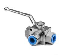 Robinet à boisseau sphérique 3 voies robuste pour conditions de haute pression avec limite de 500 bars pour tous les liquides (G1/2)