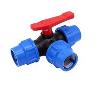 Robinet à boisseau sphérique à 3 voies, 20/25/32/40/50 mm, contrôle des débits de valve durable pour raccords de tuyaux d'irrigation, vanne en PVC