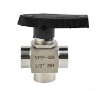 Robinet à boisseau sphérique à 3 voies en acier inoxydable 304 BSPP filetage femelle pour eau, huile et gaz, résistant à la haute pression, design compact pour industriel prune (G3/8)