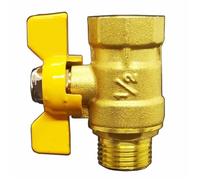 Robinet à boisseau sphérique à deux voies en laiton avec poignée papillon, filetage mâle vers femelle 1/4", 3/8", 1/2", 3/4", for carburant, gaz, eau, huile, air(1l2 Female to F(B))