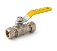 Robinet à boisseau sphérique à levier de compression 35 mm pour gaz - droit C x C avec poignée jaune