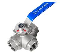 Robinet à boisseau sphérique à trois voies en acier inoxydable 304, avec boucle de commutation, type L/T, une entrée et deux sorties, fil intérieur, 6/4 minutes(DN32,T-type BSPT)