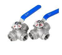 Robinet à boisseau sphérique à trois voies en acier inoxydable SS304, type T/L, filetage femelle DN15, DN20, DN25, BSPT, 1 pièce (3/8", 1/2", 3/4", 1", 1-1/2", 2")(1/4",T Type)