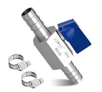 Robinet à boisseau sphérique avec ardillon - 12 mm - Vanne d'arrêt en acier inoxydable 304 - Mini vanne d'arrêt avec ardillon de 12 mm - Pour eau, huile, carburant, gaz