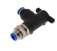 Robinet à boisseau sphérique coudé à 2 voies 10 mm Bulkhead en plastique/laiton