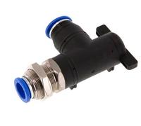 Robinet à boisseau sphérique coudé à 2 voies 12 mm Bulkhead en plastique/laiton