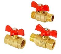 Robinet à boisseau sphérique d'arrêt en laiton BSPP mâle vers femelle 1/4", 3/8", 1/2", 3/4", avec poignée papillon rouge et bleue for chauffe-eau(DN20 F-F Blue)
