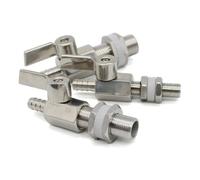 Robinet à boisseau sphérique de petite taille en acier inoxydable 304, mini-vidange 1/4" 3/8" 1/2" for réservoir d'eau, 8 mm, 10 mm, 12 mm, for tuyau mâle(10mm,1/2")