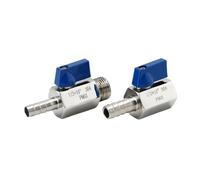 Robinet à boisseau sphérique en acier inoxydable 304 avec poignée bleue 1/4" 3/8" 1/2" mâle x 6-20 mm BSP femelle _ 12 mm barb)