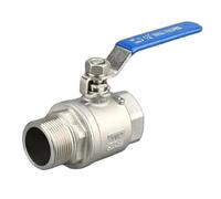 Robinet à boisseau sphérique en acier inoxydable 304, deux pièces, filetage femelle et mâle 1/4, 3/8, 1/2", 3/4", 1", 2", adaptateur de raccord for interrupteur eau, gaz et huile(3/8")
