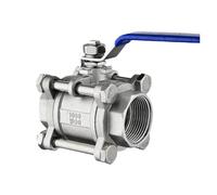 Robinet à boisseau sphérique en acier inoxydable, filetage BSP, 3 pièces, 1/2", 3/4", 1", 1-1/4", 1-1/2", 2", for liquides et gaz(1")