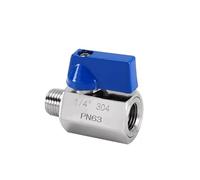Robinet à boisseau sphérique en acier inoxydable SS304 1/8" 1/4'' 3/8'' 1/2'' Connecteur de filetage mâle femelle Adaptateur de poignée bleue(F-F 01)