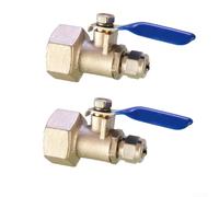 Robinet à boisseau sphérique en cuivre durable avec connexion rapide pour tubes en polyéthylène à 2 ou 3 points utilisés dans les unités de purification de l'eau de cuisine, ton argent, 2 pièces (D)
