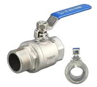 Robinet à boisseau sphérique en deux pièces en acier inoxydable 304 1/4 3/8 1/2" 3/4" 1" 2" filetage femelle et mâle adaptateur de raccord de commutateur d'eau, de gaz et d'huile(3/4")