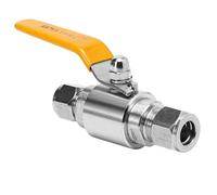 Robinet à boisseau sphérique en laiton 3 voies, 1 vanne à boisseau sphérique double virole en acier inoxydable soudée, résistante la haute pression(316l,DN16)
