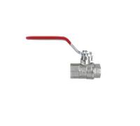 Robinet à boisseau sphérique en laiton AquaCraft 1001000136 1/2" IG x IG - avec poignée à levier plate rouge, joint à bille en PTFE et joint torique en EPDM