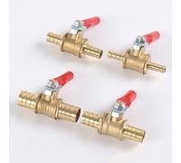 Robinet à boisseau sphérique en laiton avec raccords cannelés de tuyau, valve d'arrêt à passage direct pour conduites d'eau, d'air et de gaz naturel 6 mm/8 mm/10 mm/12 mm, 1 pièce