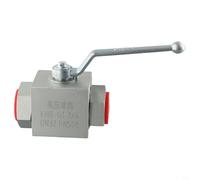 Robinet à boisseau sphérique hydraulique 2 voies 4 vers pour BSP 500 Bar MWP en acier au carbone, entraînement manuel, parfait pour le contrôle des fluides (G1)