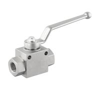 Robinet à boisseau sphérique hydraulique 2 voies pour divers milieux eau, huile, gaz ; fonctionnement manuel ; pression nominale 500 bars ; technologie d'étanchéité en nitrile (G3/8)