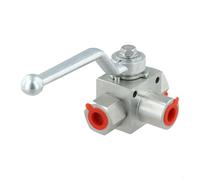 Robinet à boisseau sphérique hydraulique 3 voies robuste pour applications de 500 bars avec fonctionnement manuel et contrôle efficace des fuites (G3/4)