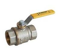 Vanne à boisseau sphérique gaz opale R730GAX008 G 2 IT, laiton nickelé, modèle renforcé, béquille jaune