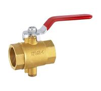 Robinet à boisseau sphérique professionnel en Y en laiton avec port de thermomètre - Filtre 2 en 1 et vanne d'arrêt de surveillance de la température pour CVC, chauffage hydraulique et systèmes d'eau